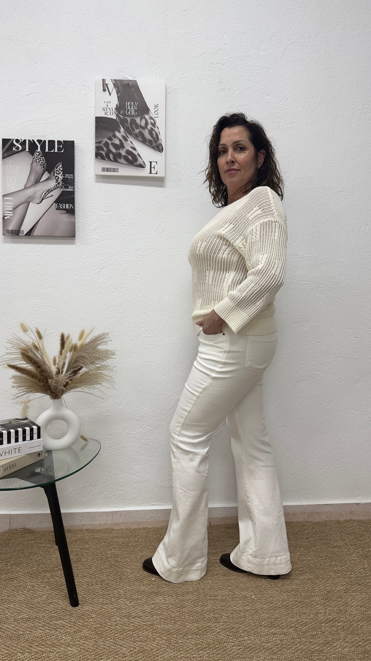 Jersey calado blanco crudo