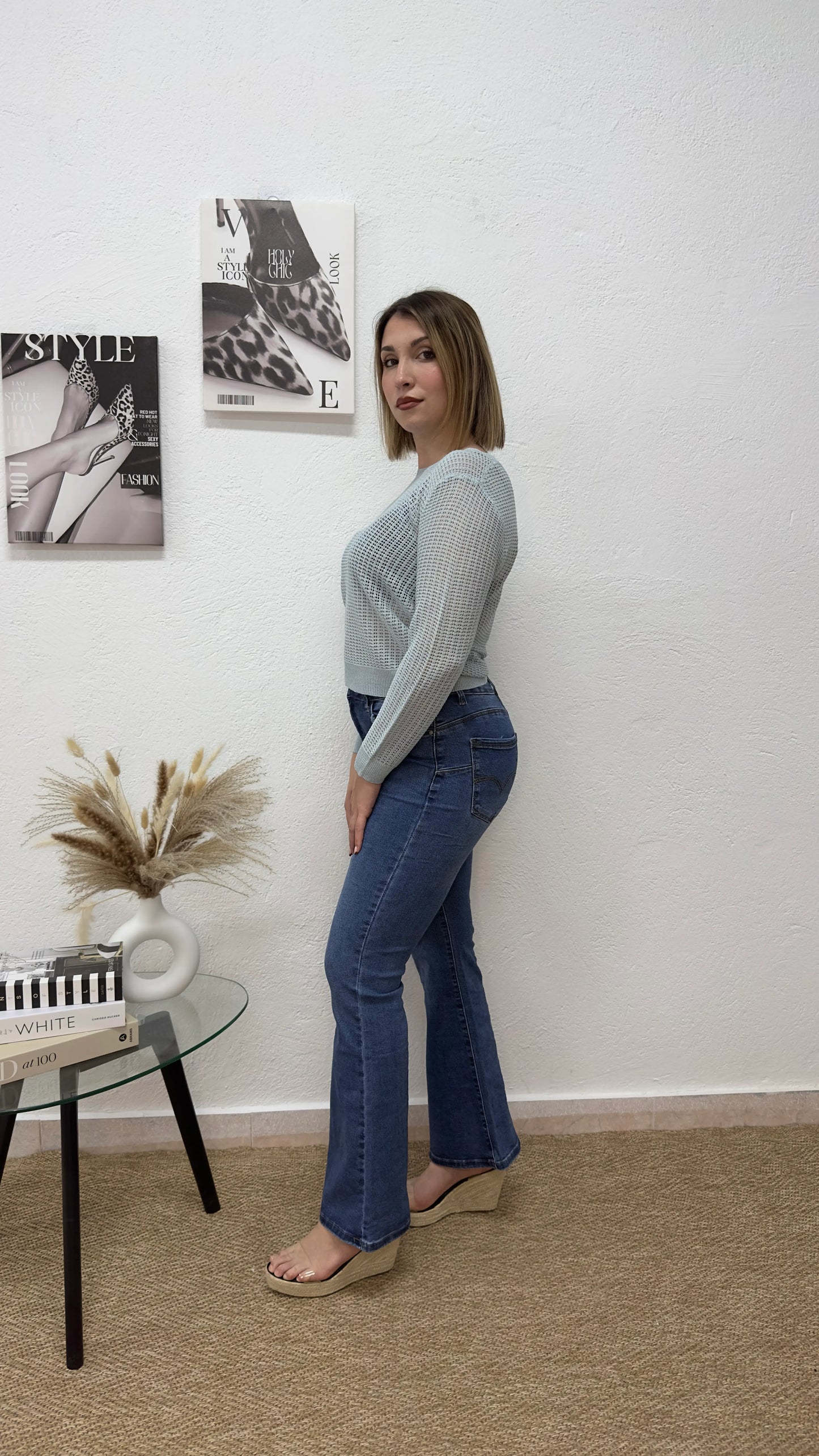 Jersey de hilo azul pastel