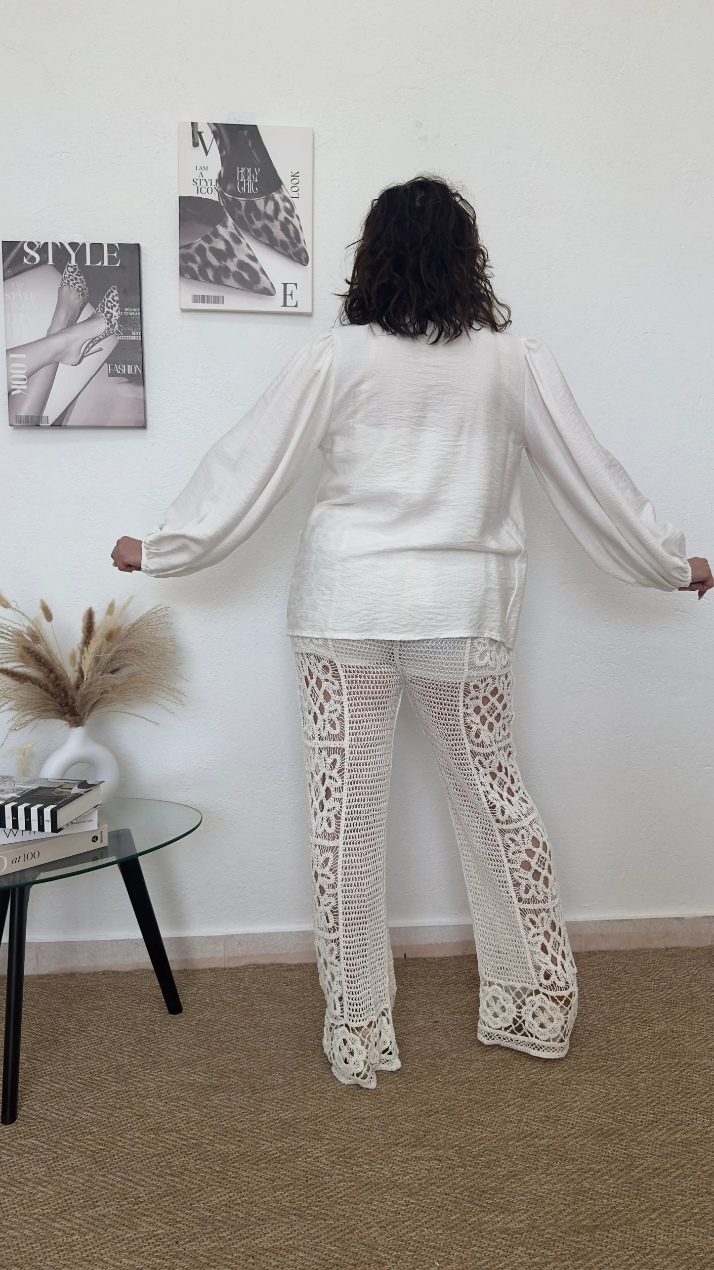 Pantalón blanco crochet