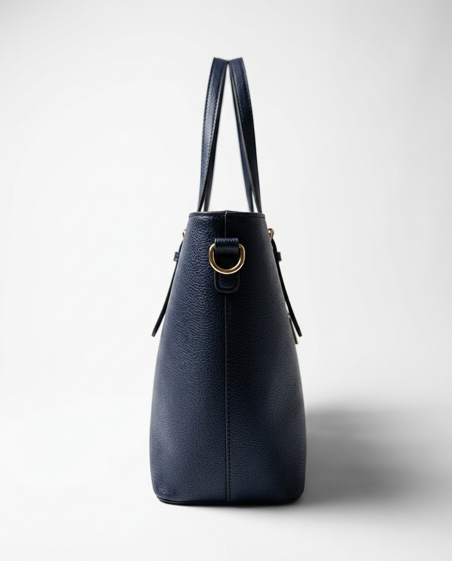 Bolso firme con efecto piel azul marino