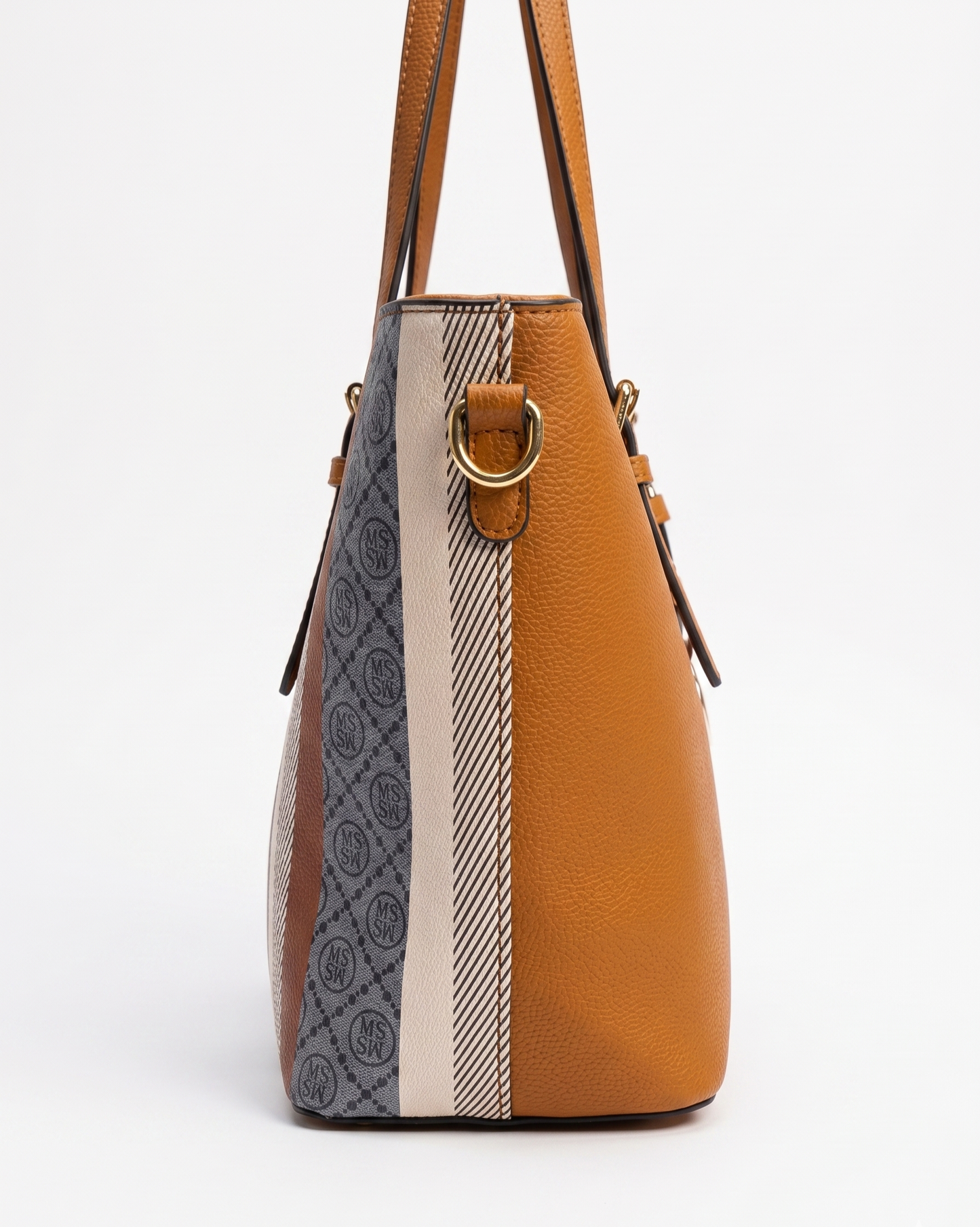 Bolso firme con efecto piel marrón