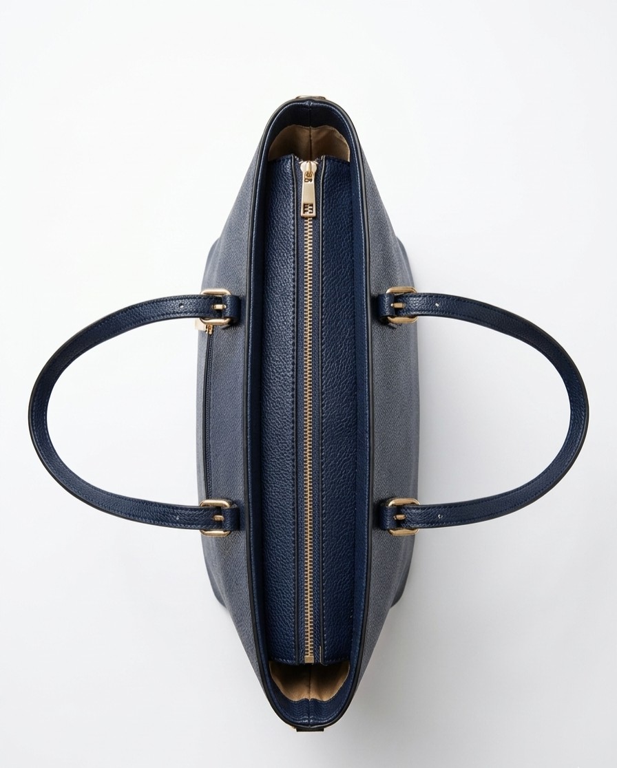 Bolso firme con efecto piel azul marino