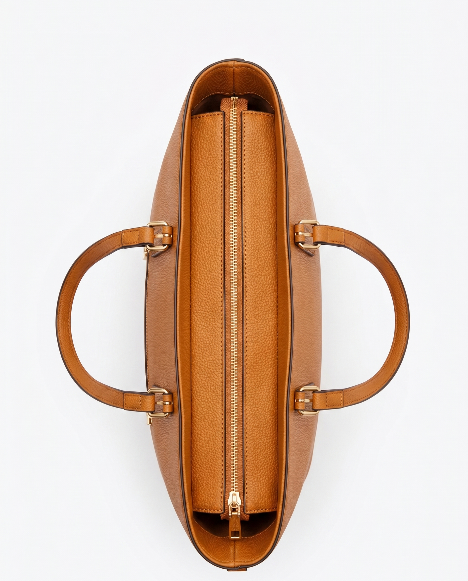 Bolso firme con efecto piel marrón
