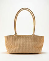 Bolso trenzado beige con estampado florar