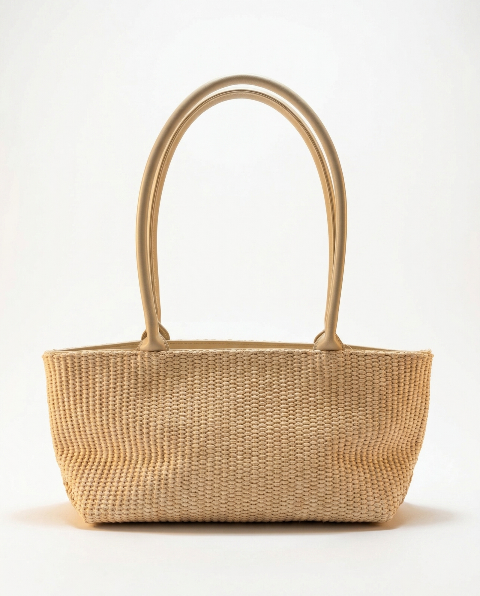 Bolso trenzado beige con estampado florar