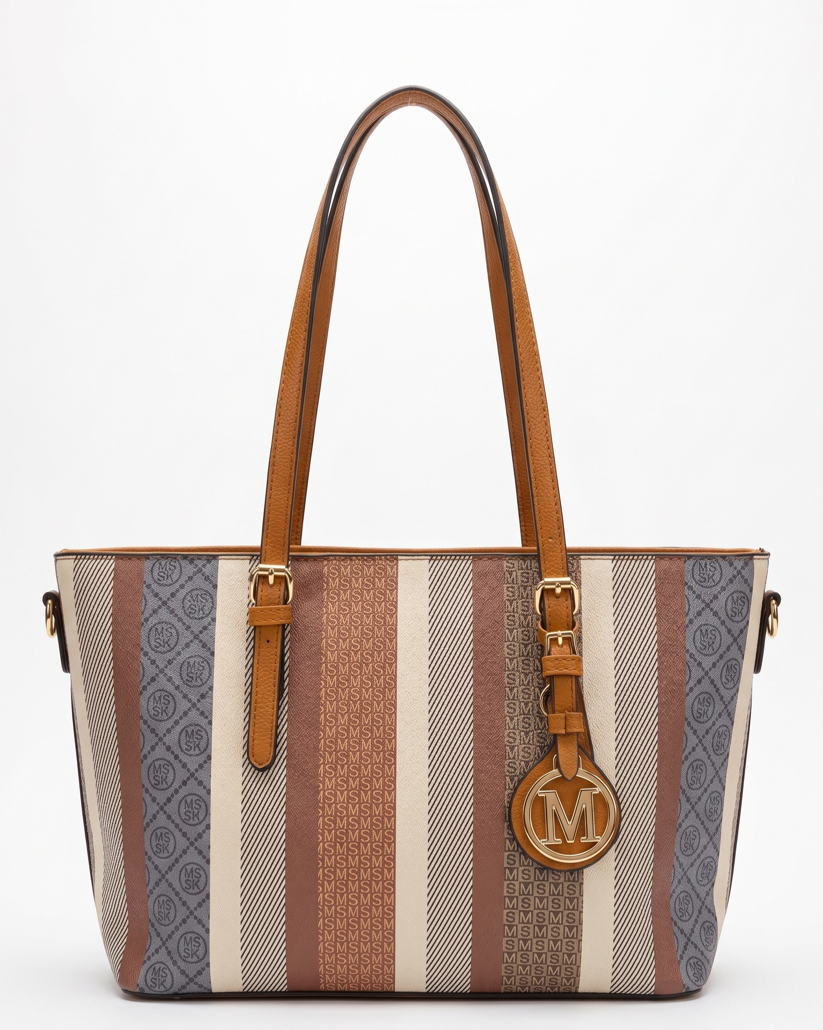Bolso firme con efecto piel marrón