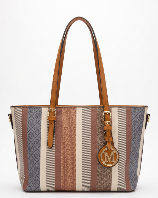 Bolso firme con efecto piel marrón