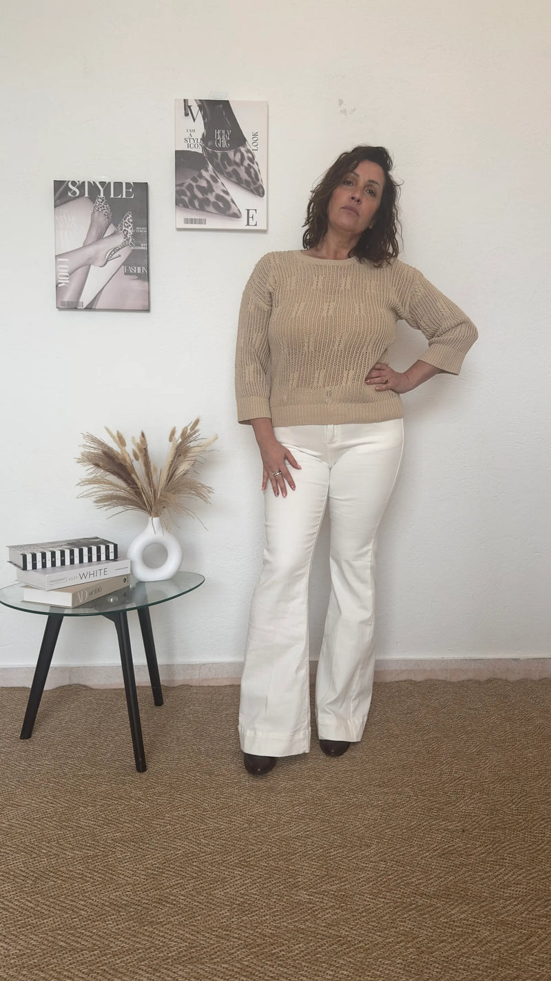 Vaquero flare blanco roto