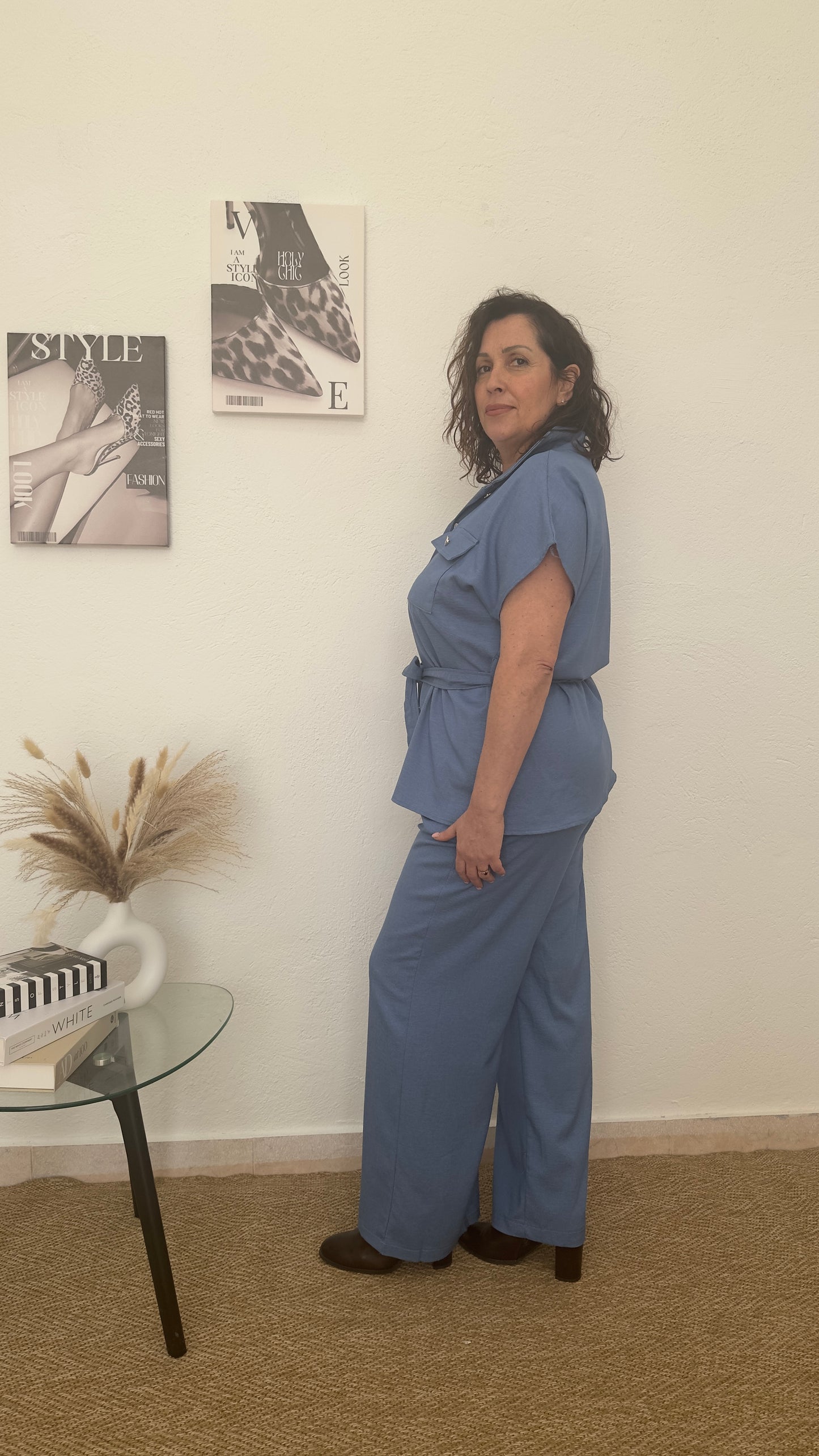 Conjunto azul de corte fluido