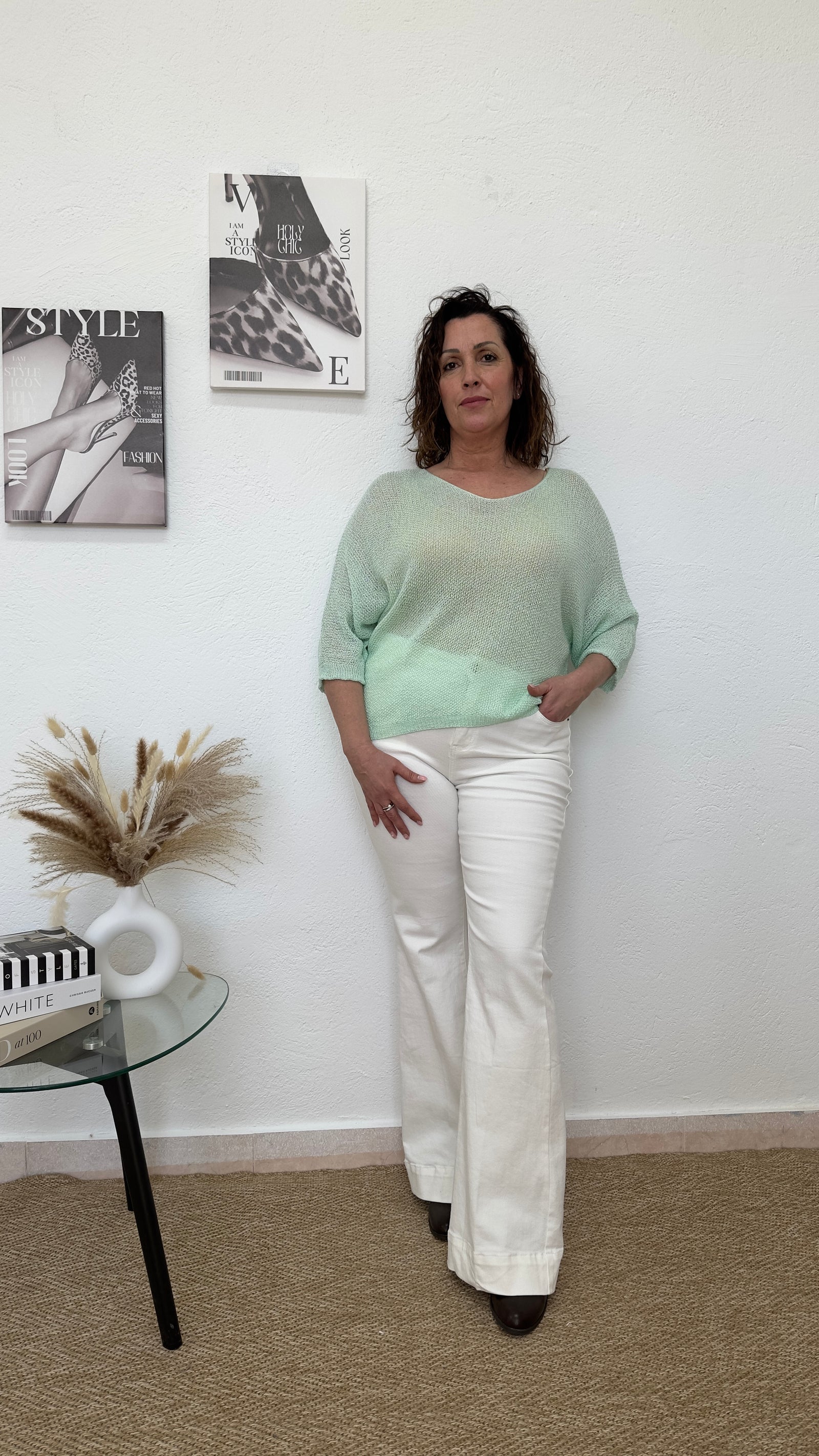 Jersey de hilo verde agua marina