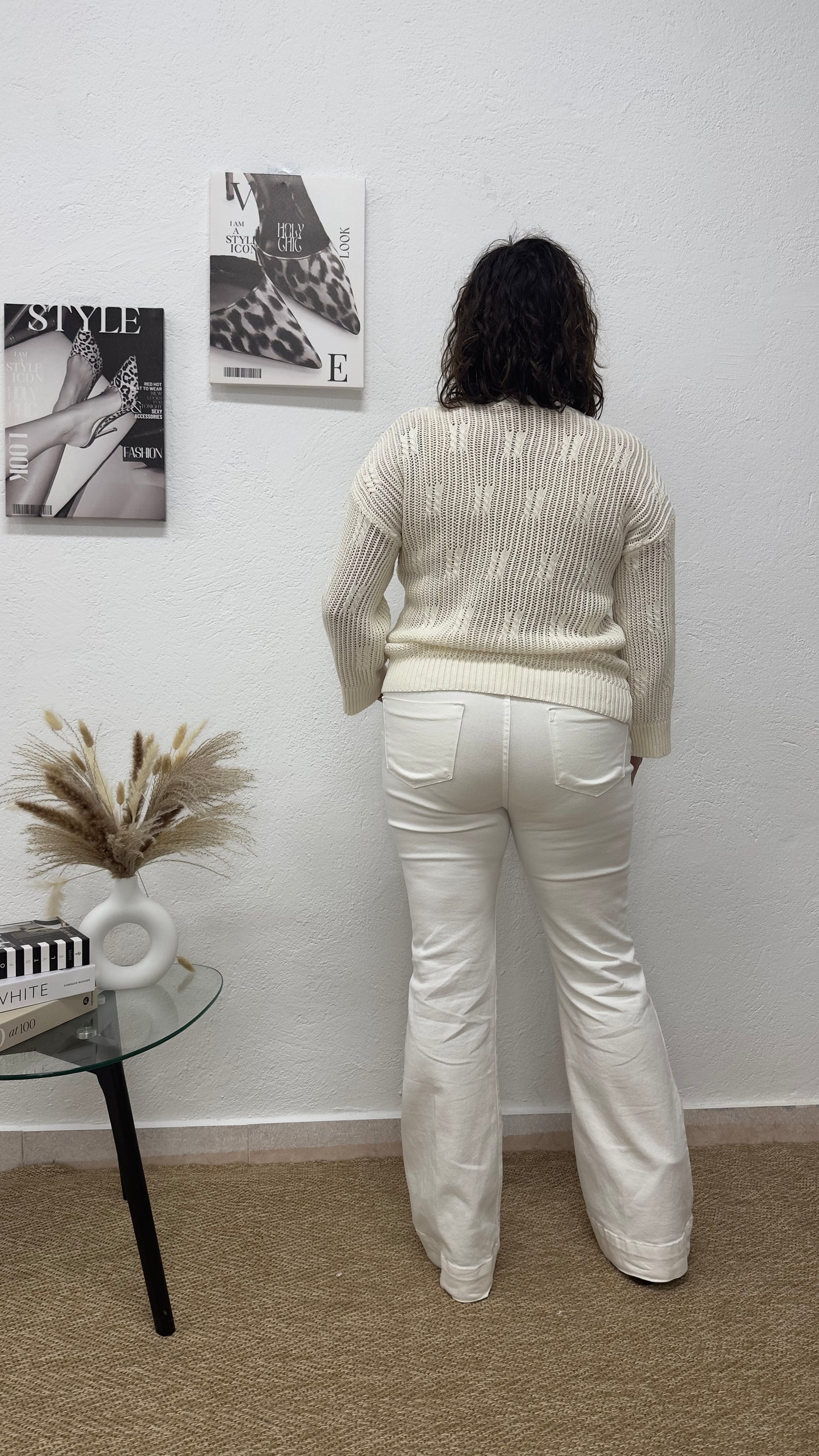 Jersey calado blanco crudo