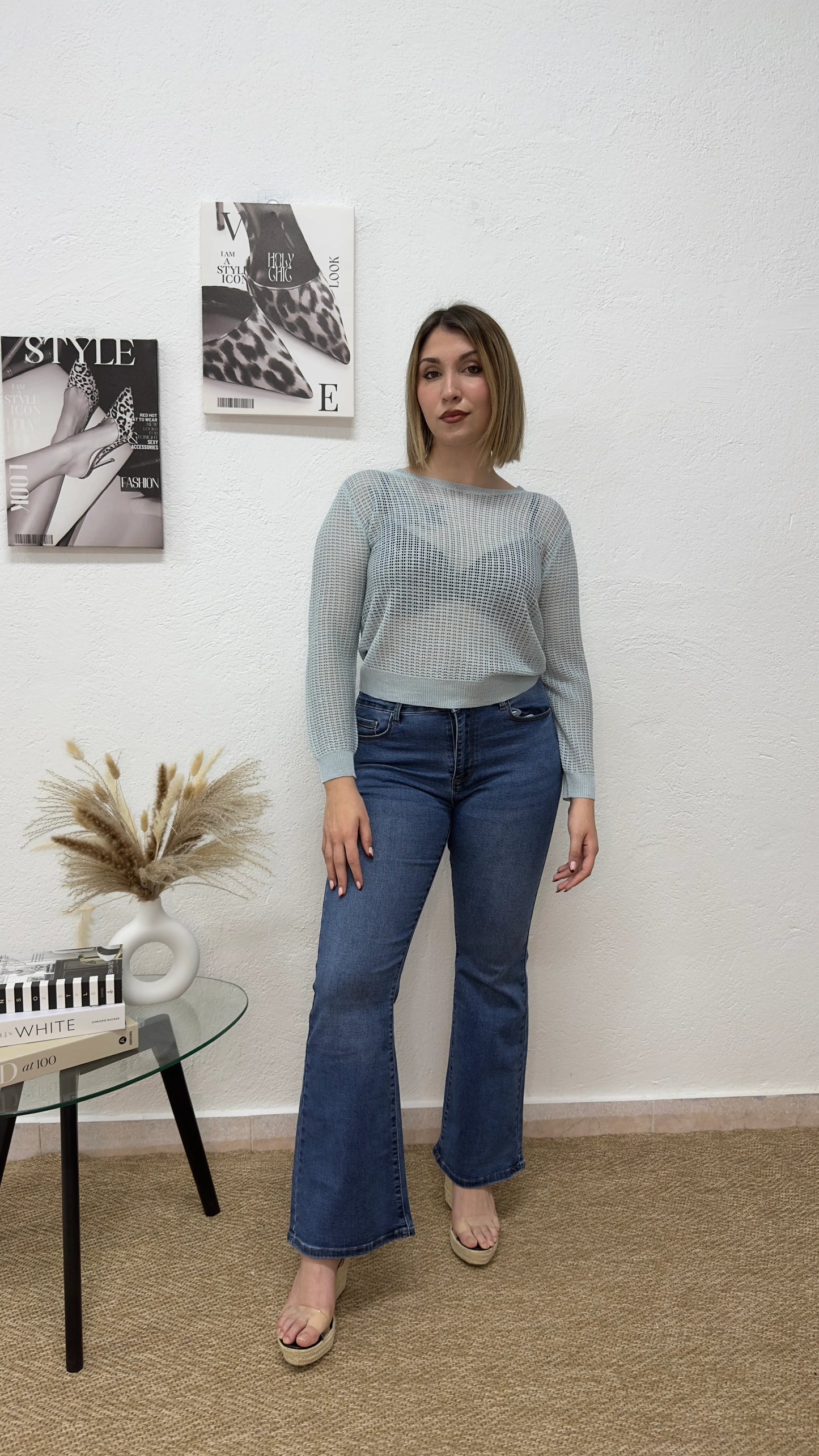 Jersey de hilo azul pastel