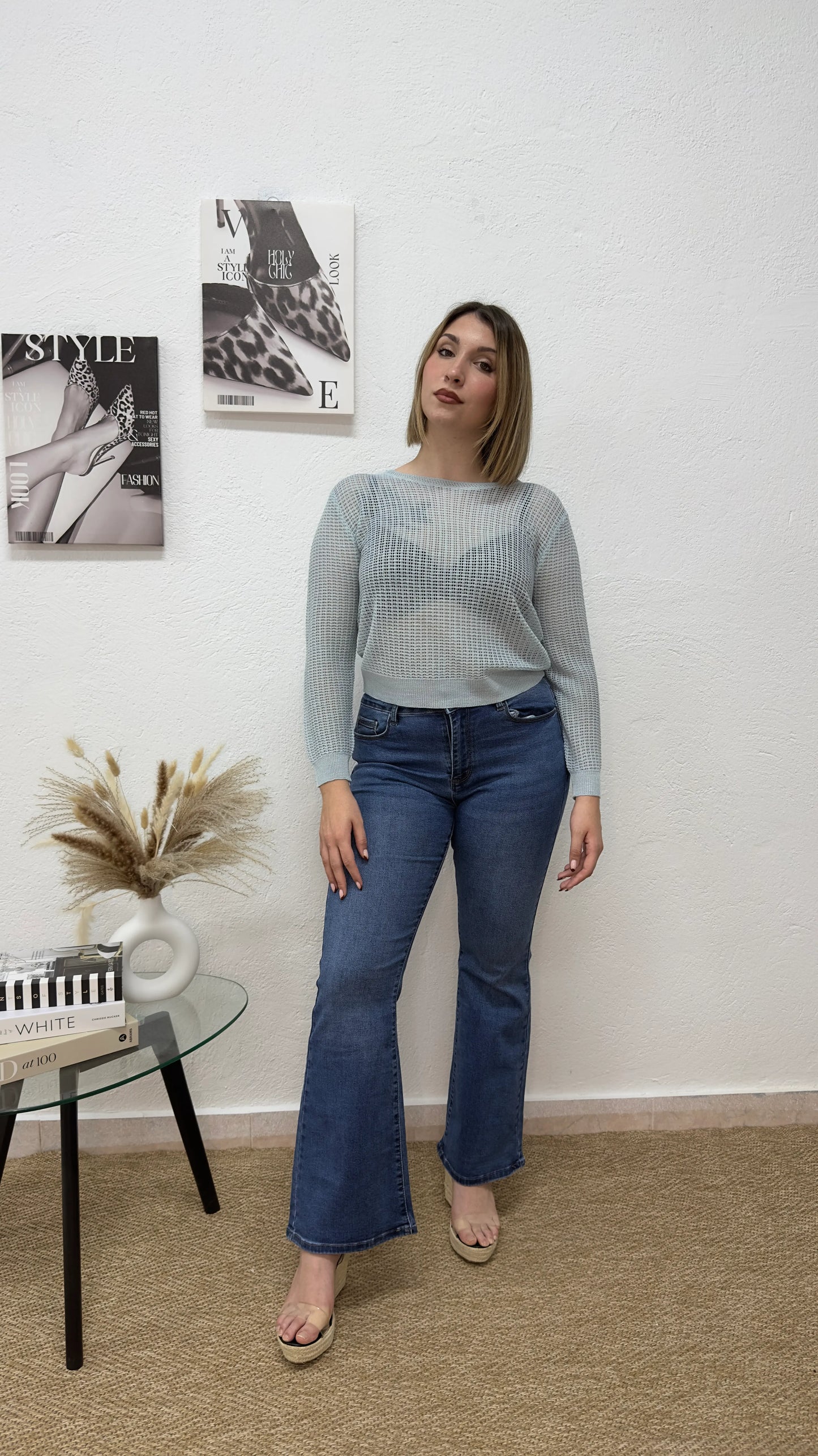 Jersey de hilo azul pastel