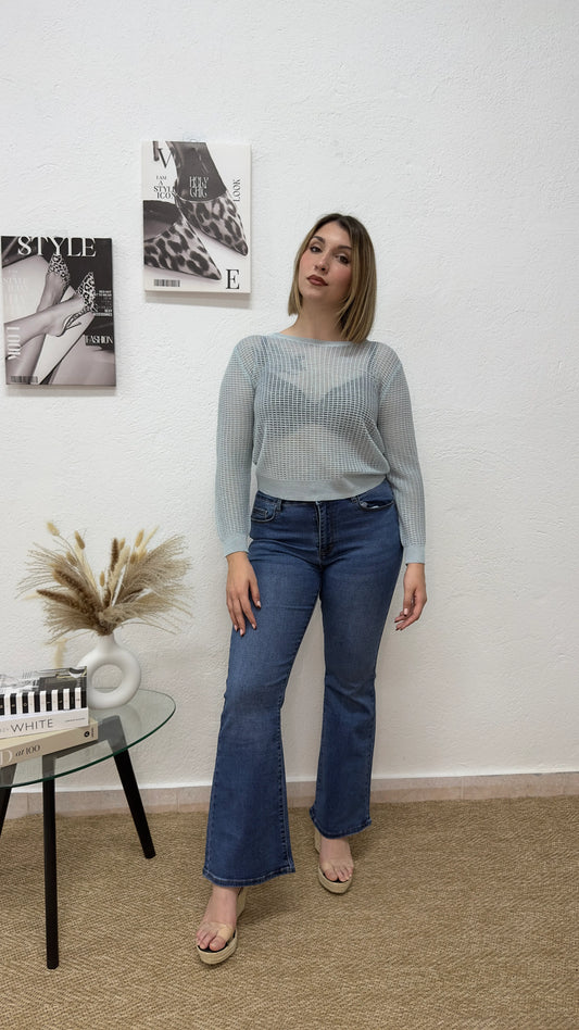 Jersey de hilo azul pastel