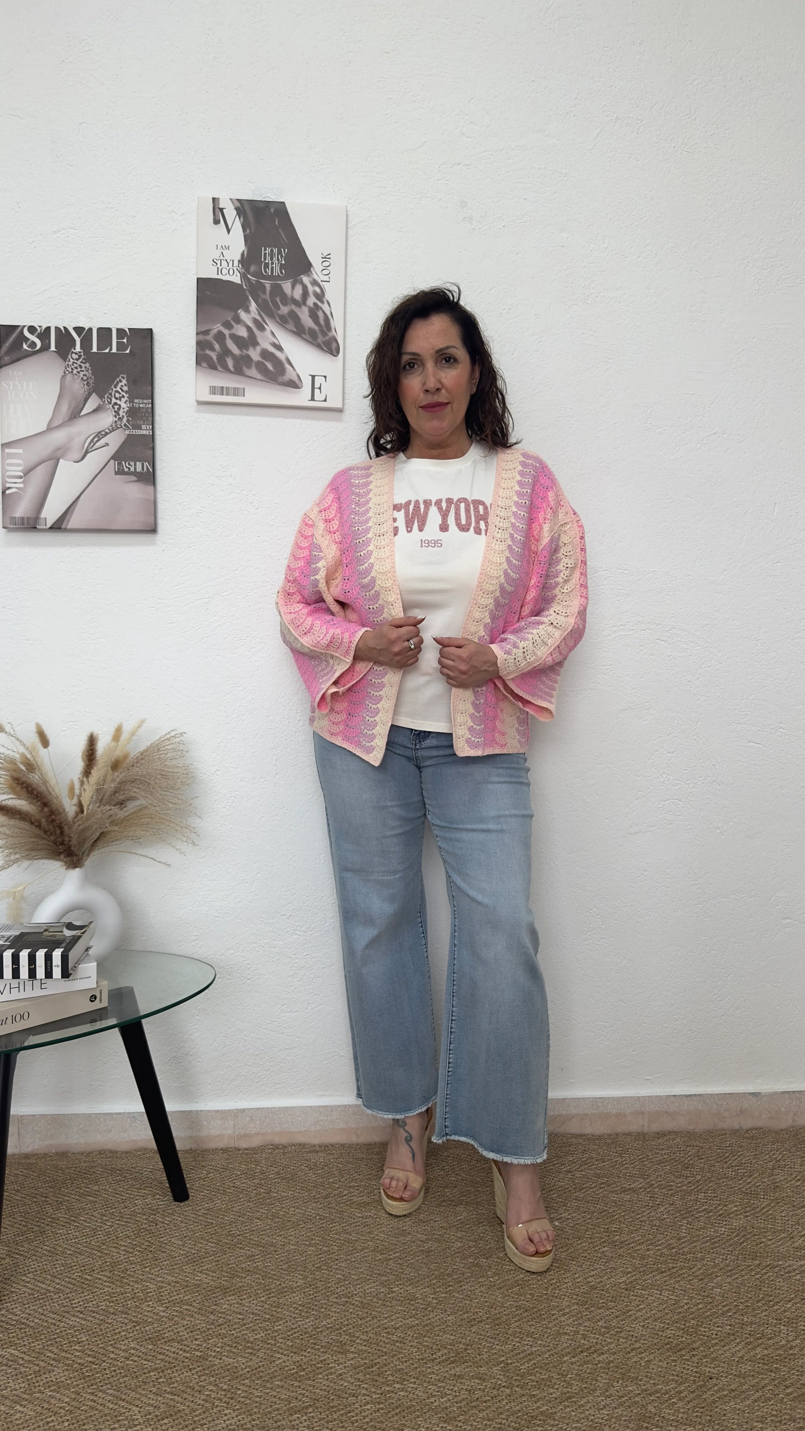 Rebeca rosa croché de ondas