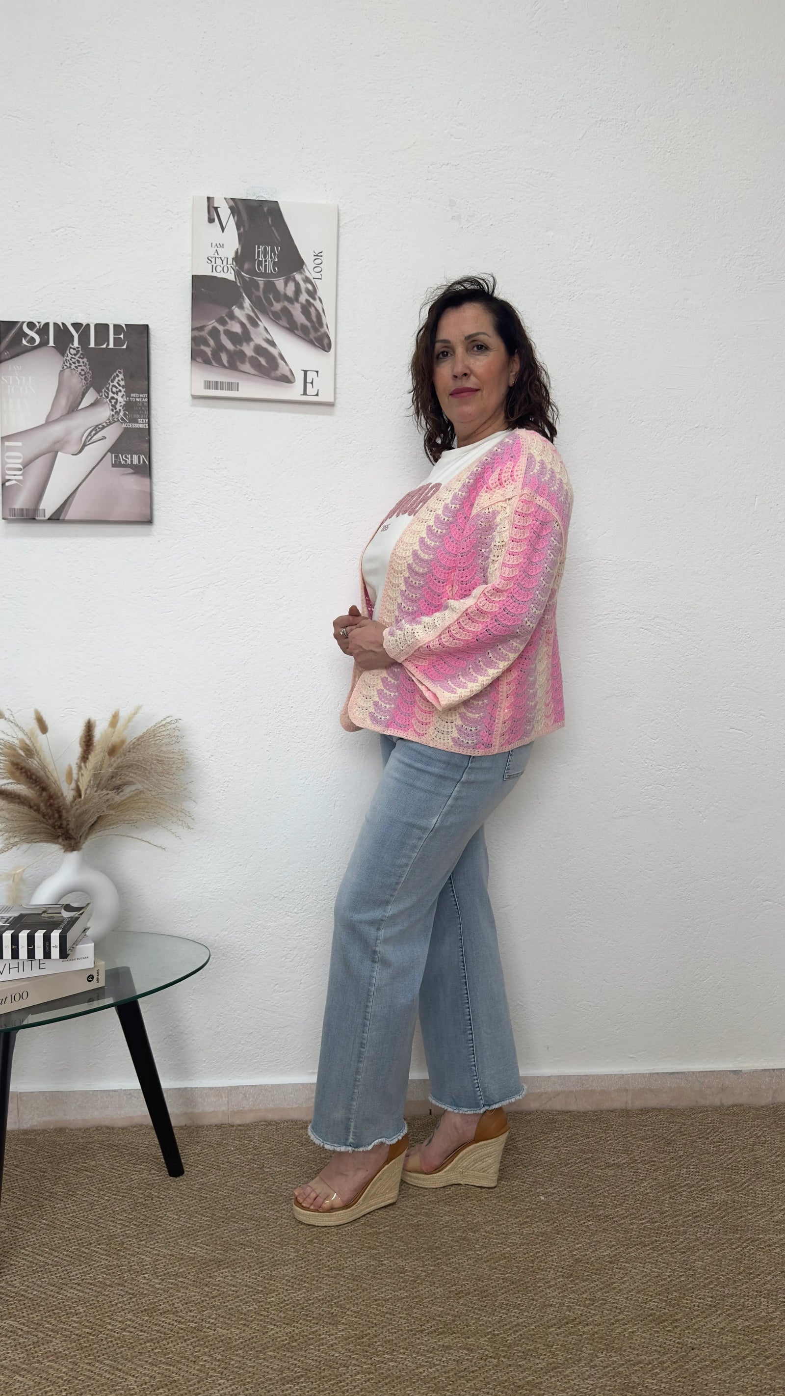 Rebeca rosa croché de ondas