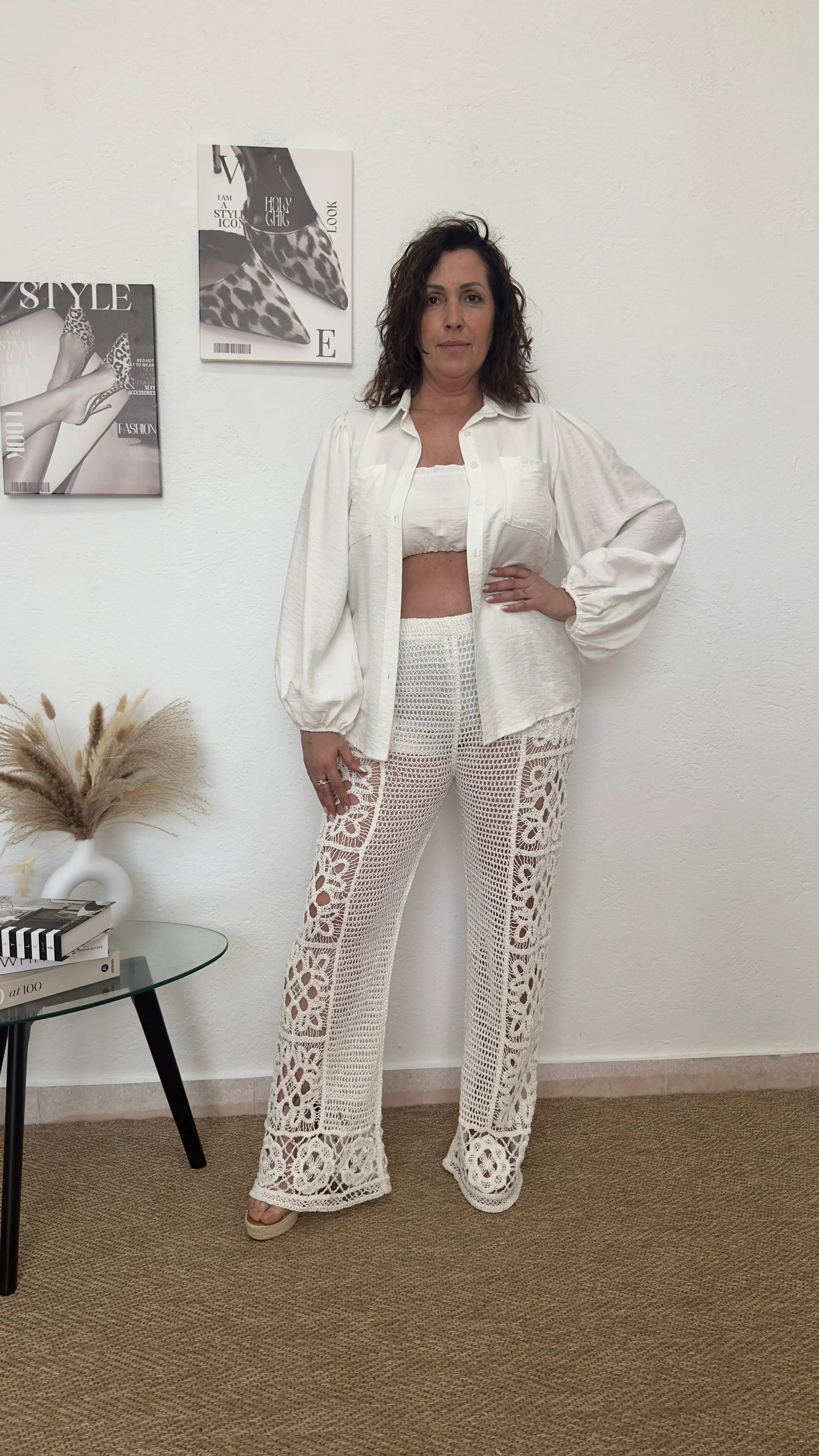 Camisa blanca con manga bombacha + top
