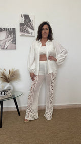 Camisa blanca con manga bombacha + top