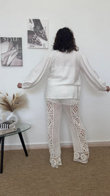 Camisa blanca con manga bombacha + top
