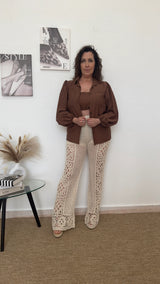 Pantalón beige de crochet