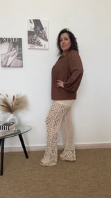 Pantalón beige de crochet