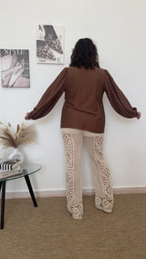 Pantalón beige de crochet
