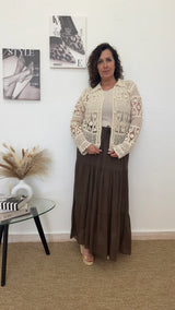 Chaqueta beige crochet