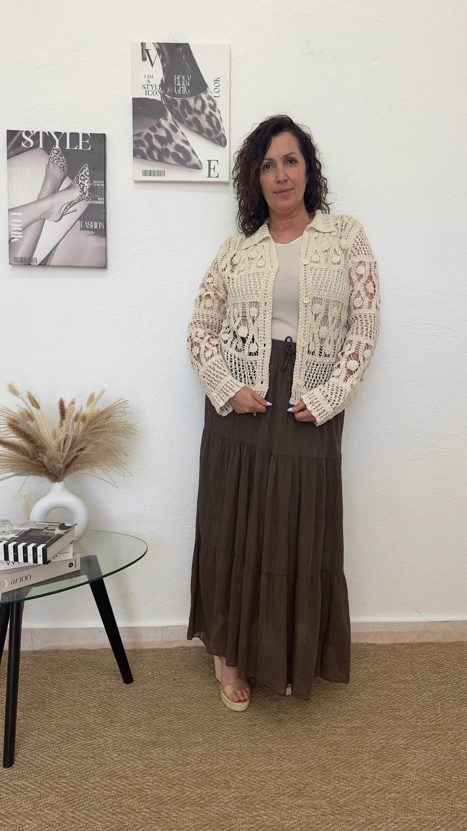 Chaqueta beige crochet