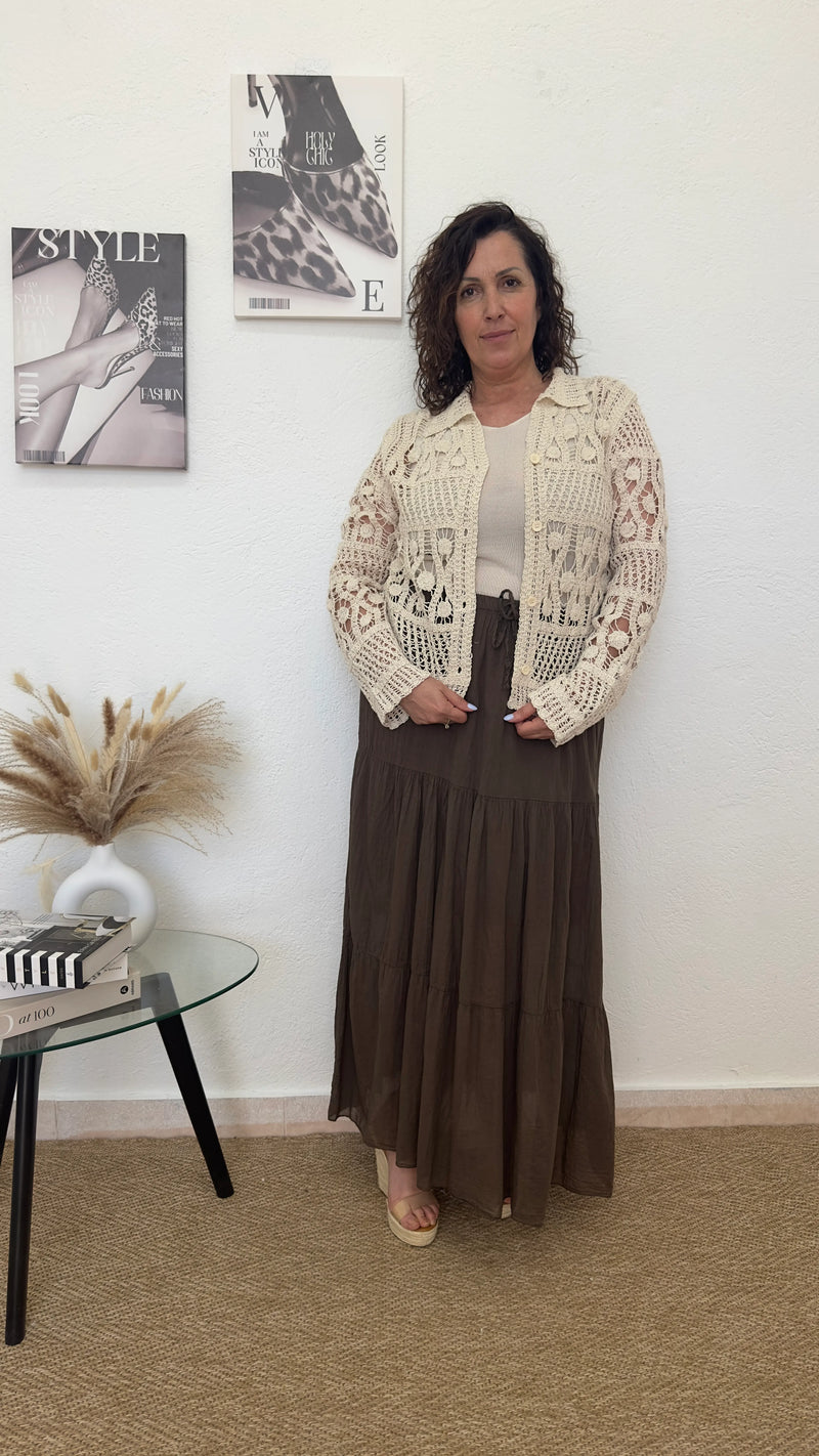 Chaqueta beige crochet