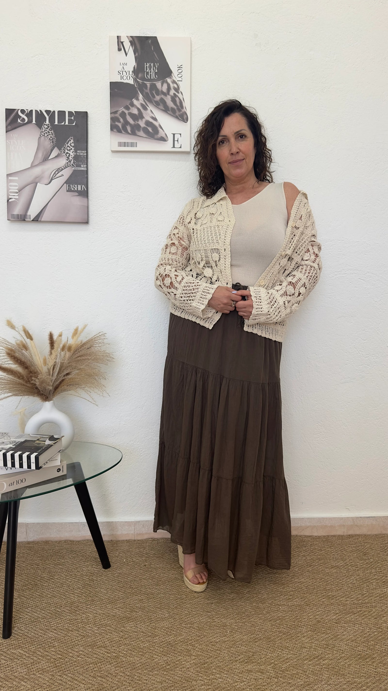 Chaqueta beige crochet