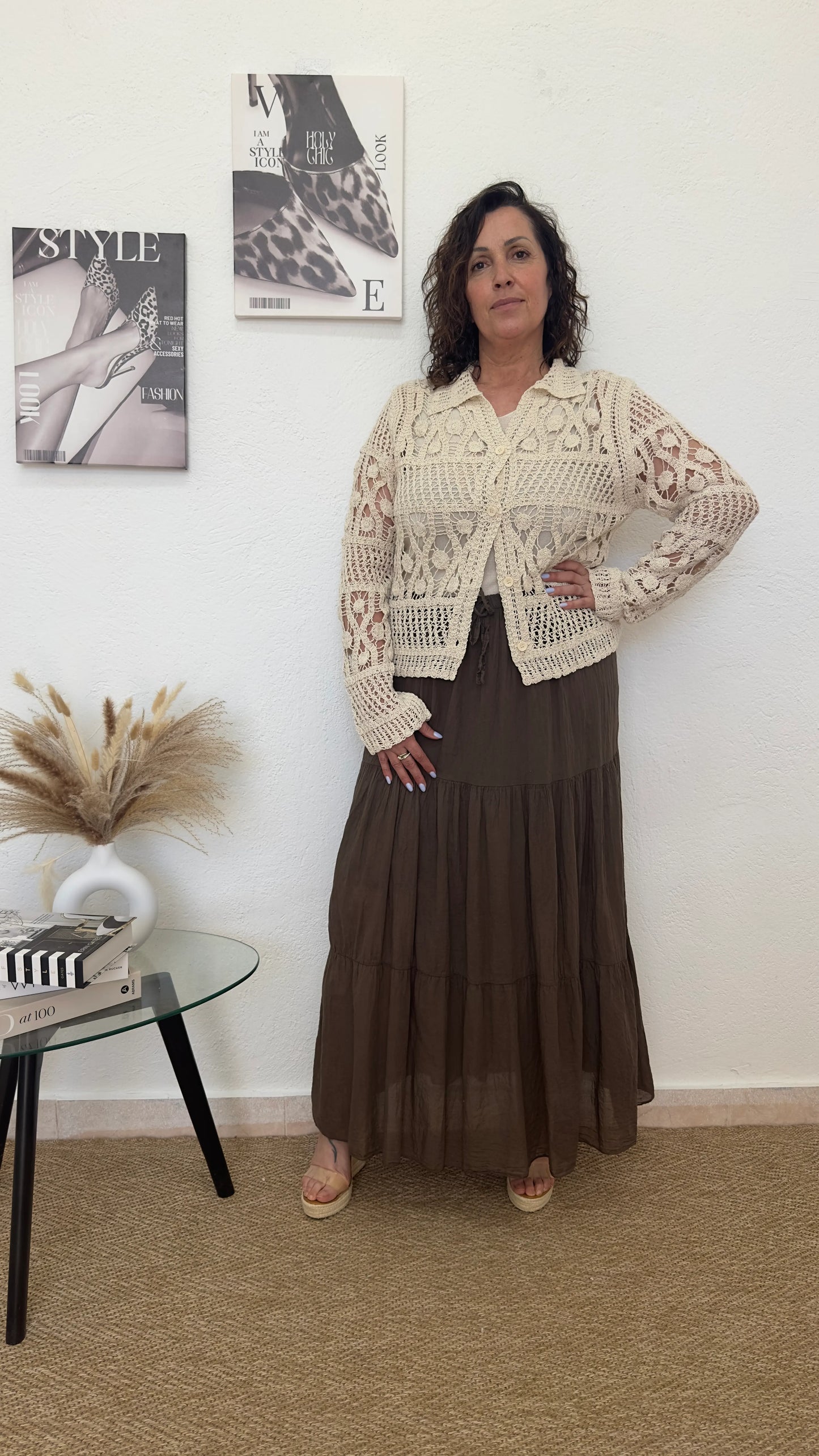 Chaqueta beige crochet