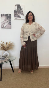 Chaqueta beige crochet