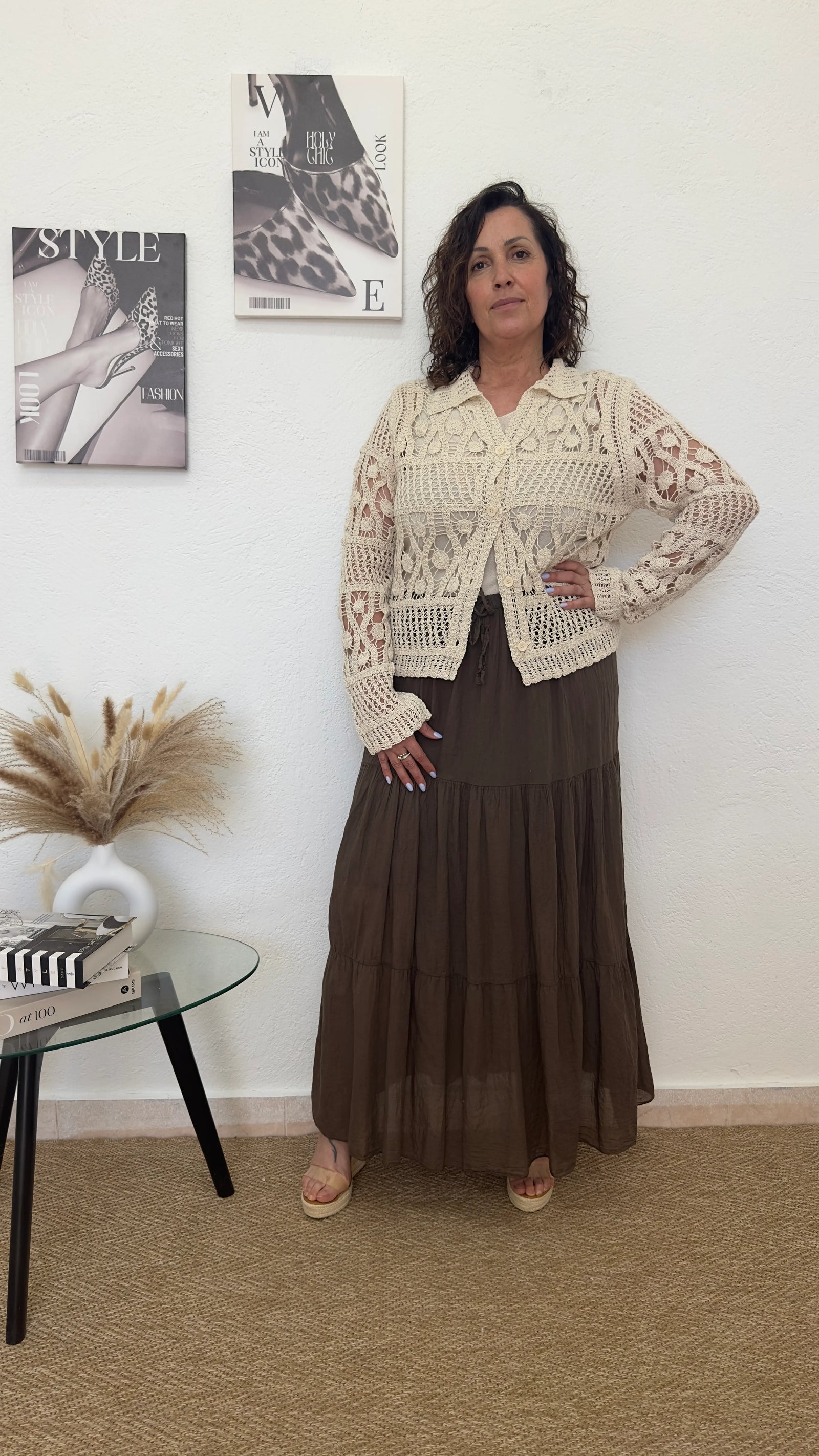 Chaqueta beige crochet