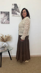 Chaqueta beige crochet