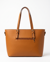 Bolso firme con efecto piel marrón